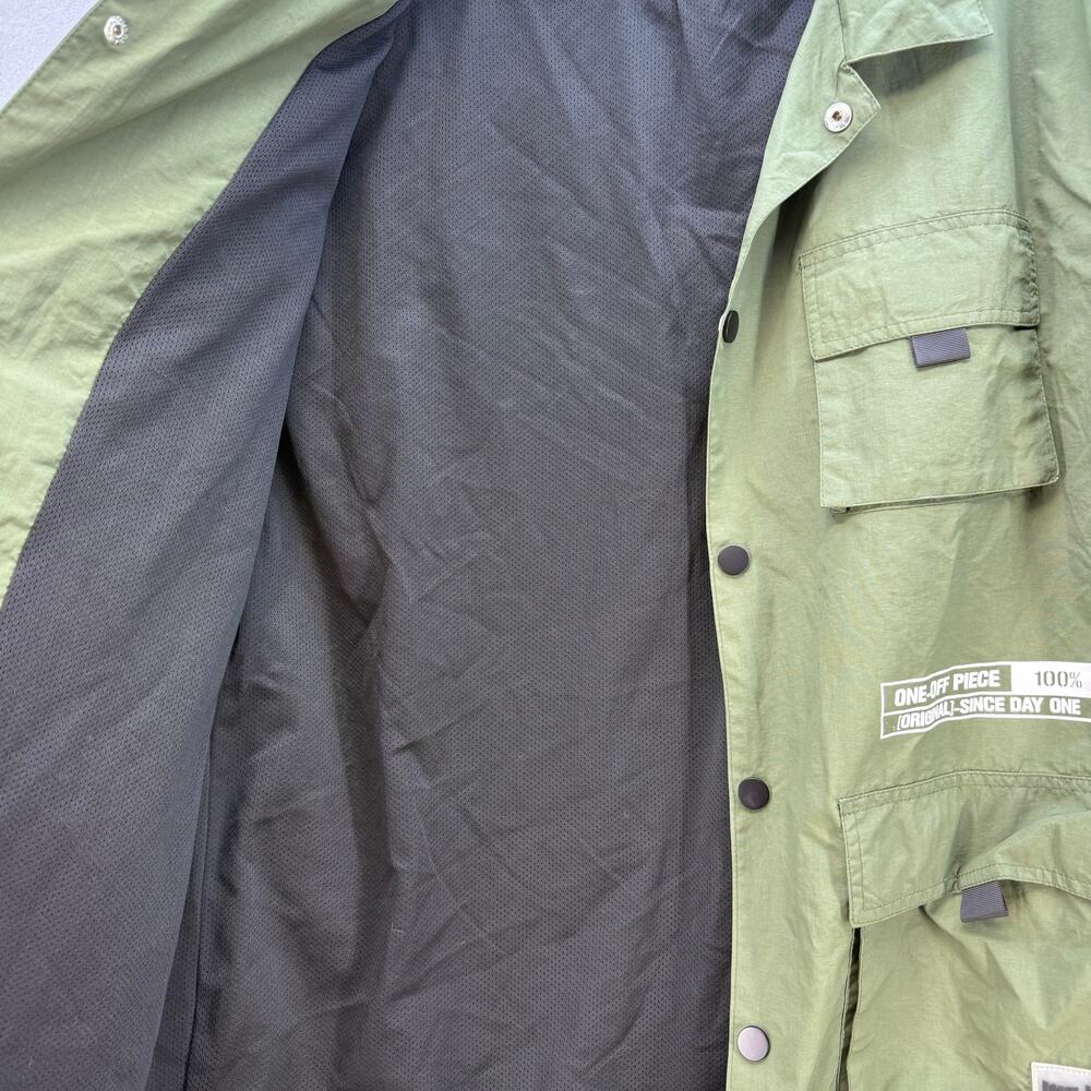 Love to Kleep Short Sleeve Coach Jacket Men L Olive Green Black Street Wear - Picture 3 of 15